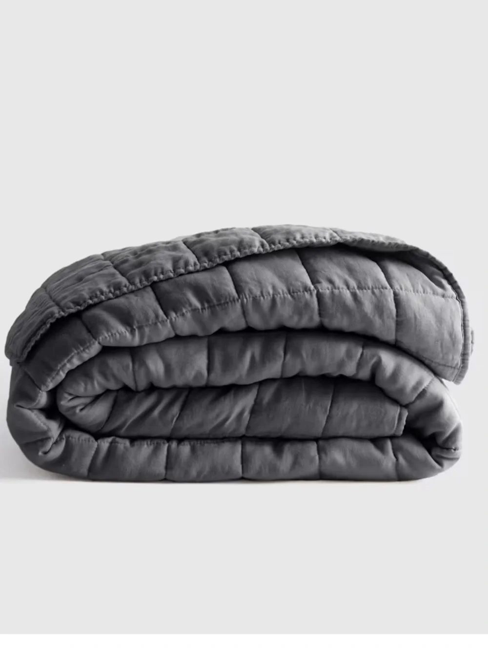 Quince European Linen Box Quilt Charcoal Full/Queen